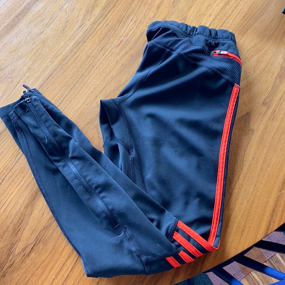 Adidas climalite leggings in black and red